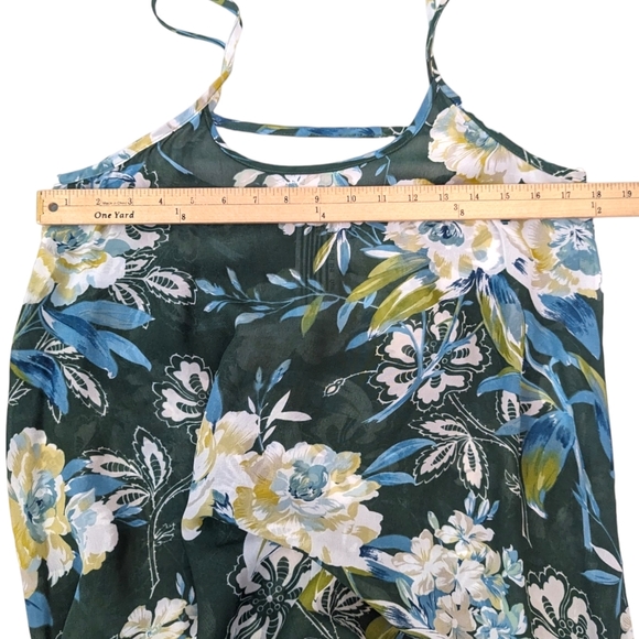 Free People Sheer Floral Mini Dress Coverup Tunic Top Womens XS Green Tank Top - Picture 6 of 9